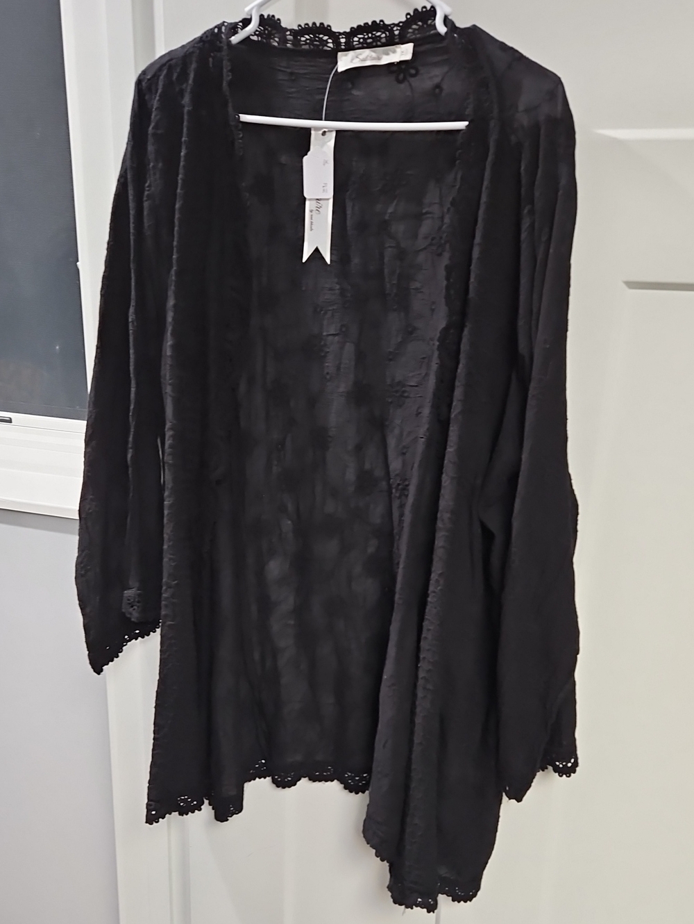 Solitaire Black Lace-Trim Draped Robe